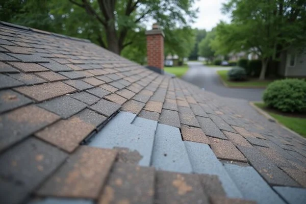 Completed roof repair with seamlessly matched new shingles
