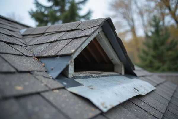 Detailed inspection of roof ventilation system including ridge vent and soffit intake