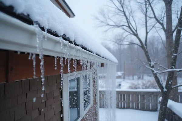 Snow sliding cleanly off a standing seam metal roof during winter