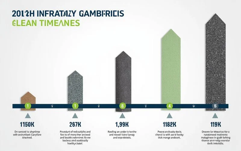 Timeline infographic showing lifespan ranges for different roofing materials