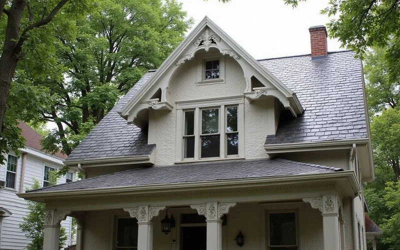 Well-maintained slate roof on a historic Saratoga Springs Victorian home that has lasted decades